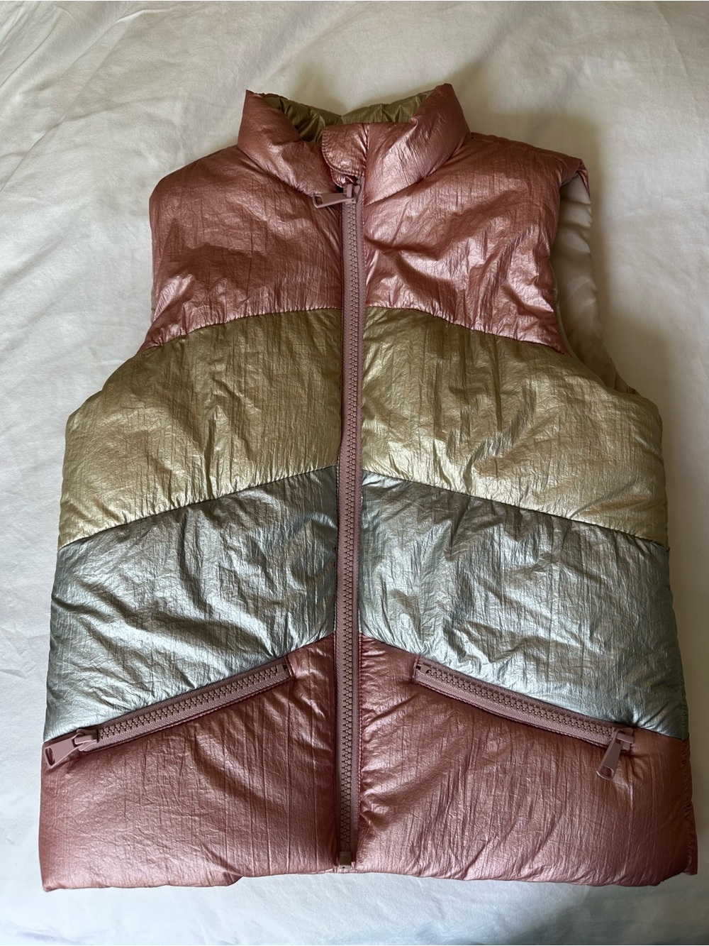 Tucker + Tate Metallic Colorblock Vest in Rose, Gold & Silver